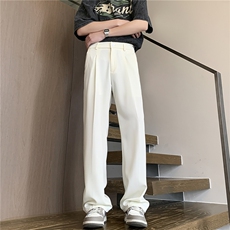 胖胖哥黑色垂感男士西裤春季美式高级感直筒长裤大码宽松微喇裤子，男装休闲裤，电商A099