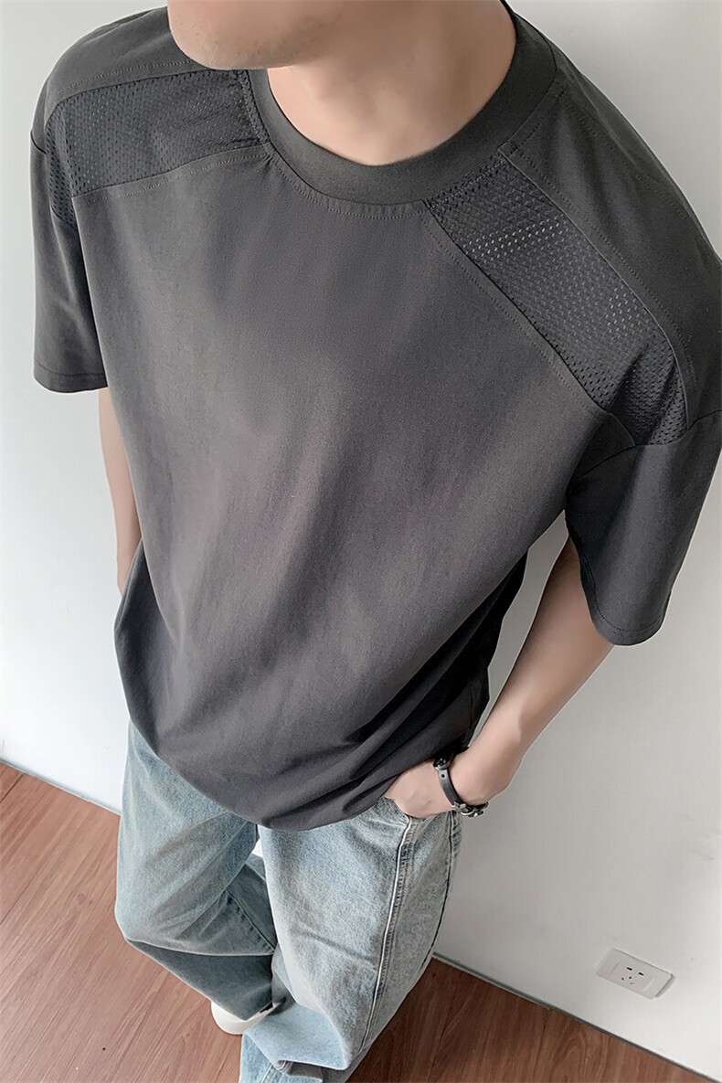 夏装速干防晒冰丝凉感透气短袖T恤男装夏季网眼拼接半袖S429-特23,男装防晒衣,电商A233-1