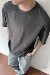 夏装速干防晒冰丝凉感透气短袖T恤男装夏季网眼拼接半袖S429-特23图片