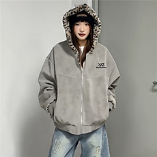 豹纹双面穿棉服连帽美式麂皮绒男女冬季工装夹克棉衣MF377-P90，男装夹克，星座412-3