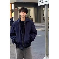 复古藏蓝色工装外套男款棉衣设计感高街棒球服飞行员夹克M8212，男装夹克，星座1116A（原606A-3）