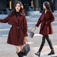 法式气质女春季长袖2025新款漂亮宽松韩版可收腰风衣送腰带，女装风衣，美静678