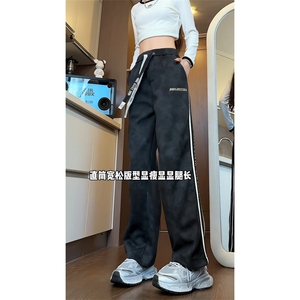 秋冬脏脏裤织带刺绣休闲长裤美式直筒裤CK36特P45M-5XL控78图片