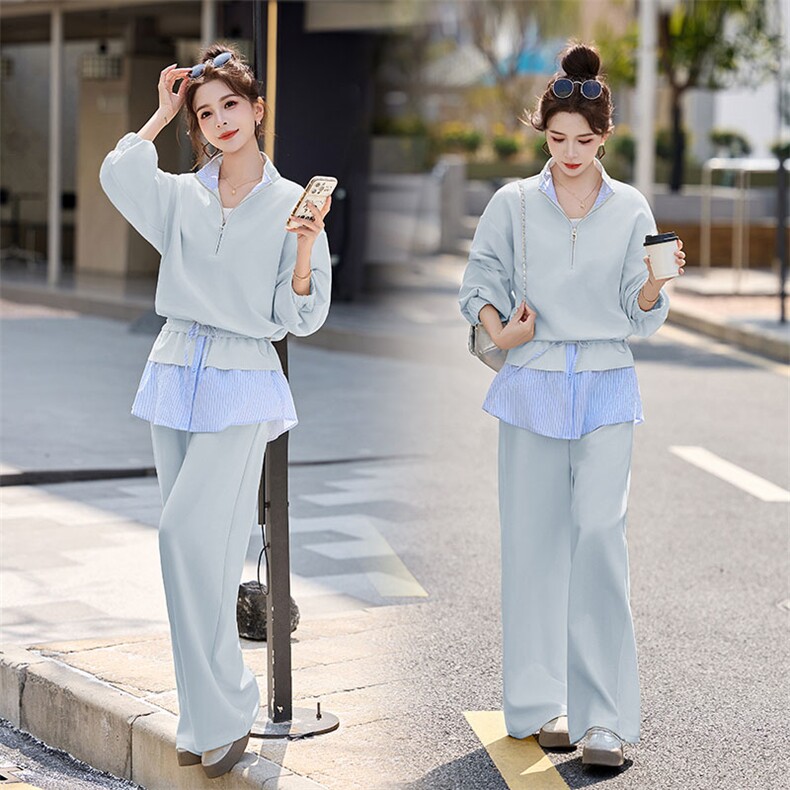 立领外套阔腿裤休闲运动套装女春季2026新款设计感气质穿搭两件套，女装套装/套裙，丽影随形