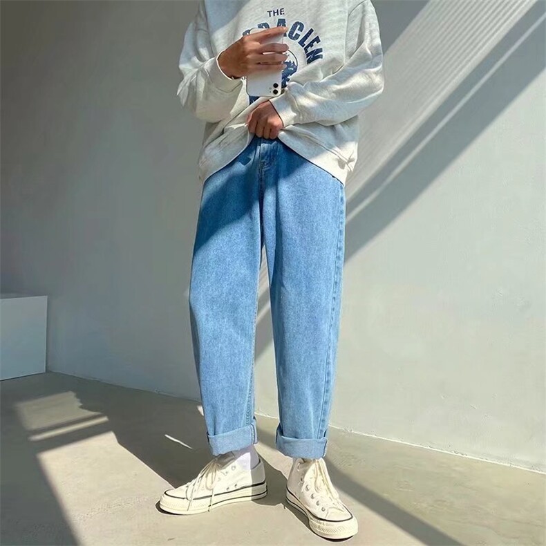 牛仔裤男ins潮牌宽松日系大码直筒裤WH37P38,男装牛仔裤,星座1116-2