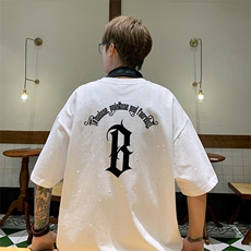 可48小时发货支持抖音得物来样二开美式满天星亮片短袖T恤MTX709，男装T恤，电商A486