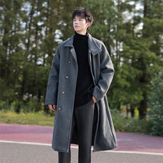 冬季宽松休闲毛呢大衣男韩版过膝呢子外套风衣潮XZ811A-F308-P138，男装风衣，星座811A