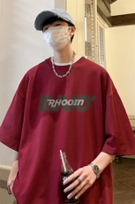 白色短袖T恤男美式复古oversize百搭宽松休闲小领口情侣七分袖子，男装T恤，电商B367