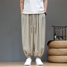 2026夏装新款风夏季轻薄透气冰丝灯笼裤宽松版2503-P55，男装休闲裤，电商A057B