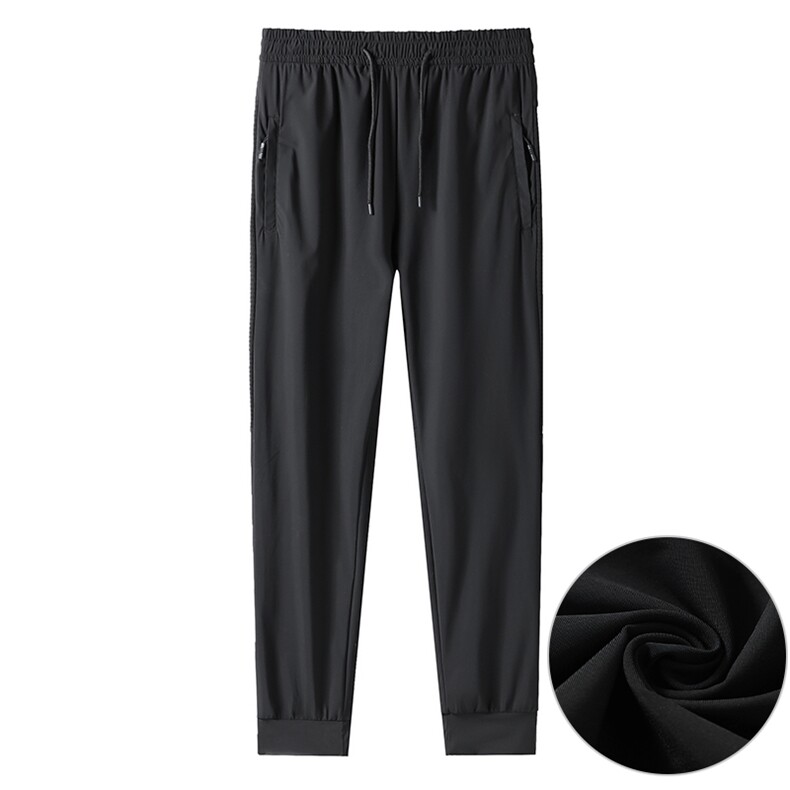 2024年秋季冬季新款松紧腰拼接冰丝速干长裤男装，男装休闲裤，宏恒