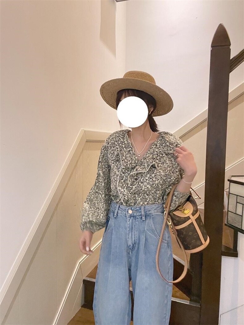 现货春季新款花边领碎花衬衣，其它，单井 Single Well