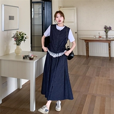 高级感气质减龄蕾丝拼接马甲半身裙套装两件套女夏季穿搭一整套，女装套装/套裙，2C166
