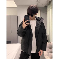 现货5W件冬季三防重磅boxy短款羽绒连帽PU皮棉衣外套防风加厚棉服，男装棉衣，电商A486