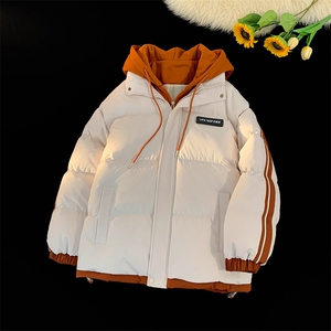 棉衣男冬季新款港风大码宽松连帽假两件加厚棉服MF8587-P88(现货图片