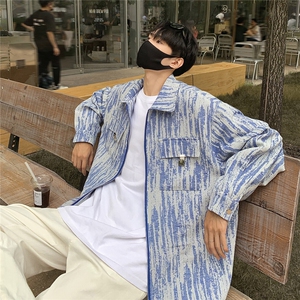 2025港风扎染牛仔工装大口袋夹克男80%聚酯纤维20%棉JK77078特P65图片