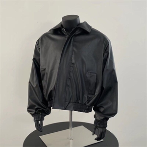 潮2025美式男生皮衣外套高级感痞帅机车棒球服高街时尚翻领皮夹克图片