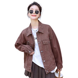 粉色牛仔春秋女2025新款青春减龄甜美学院风宽松半身裙图片