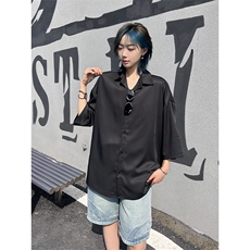 港风大码网红凉感宽松翻领短袖衬衫男女XZ213-CS8804-P35控58，男装T恤，星座213