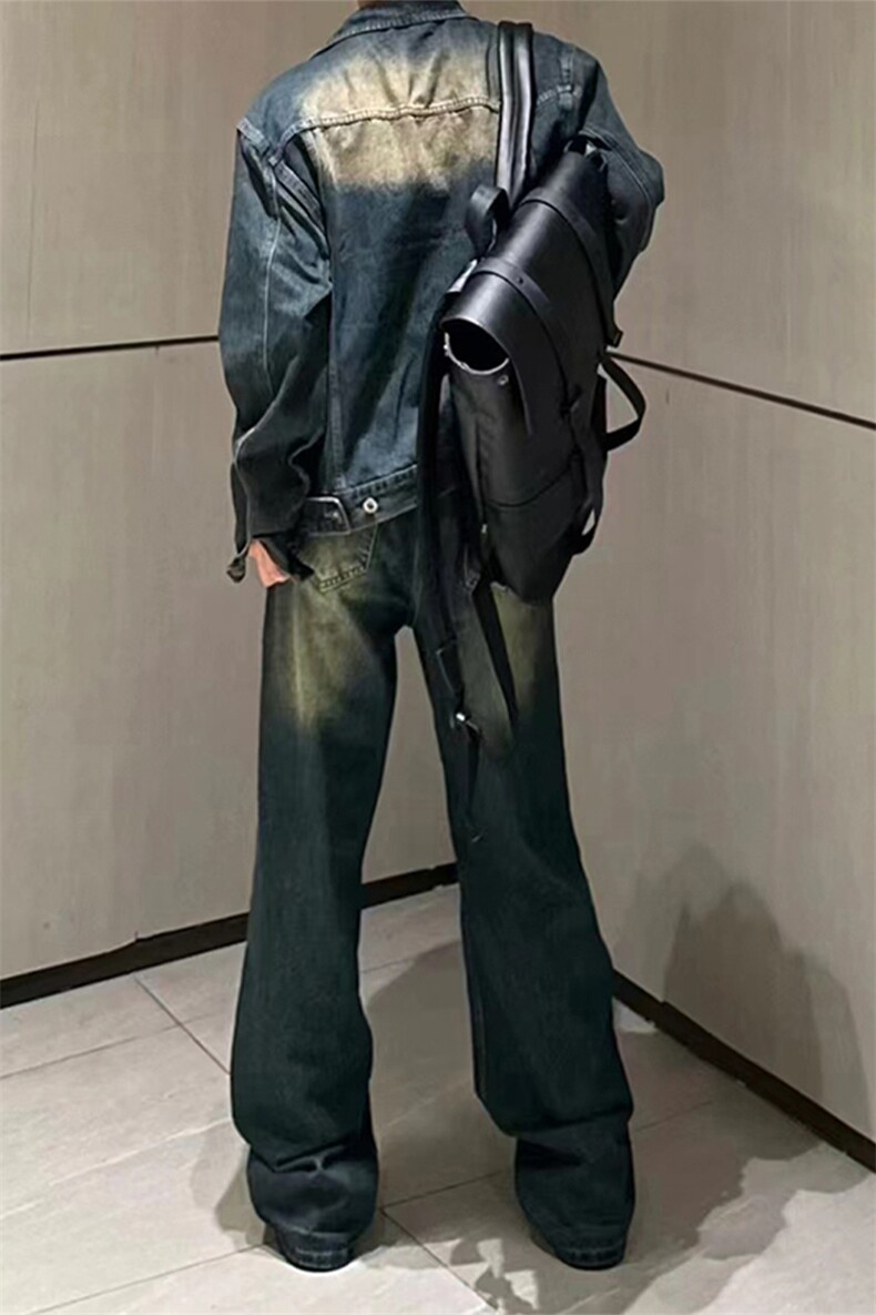 美式ins高街hiphop微喇重工艺水洗复古蓝牛仔裤货号K2322-1P60,男装牛仔裤,电商A063