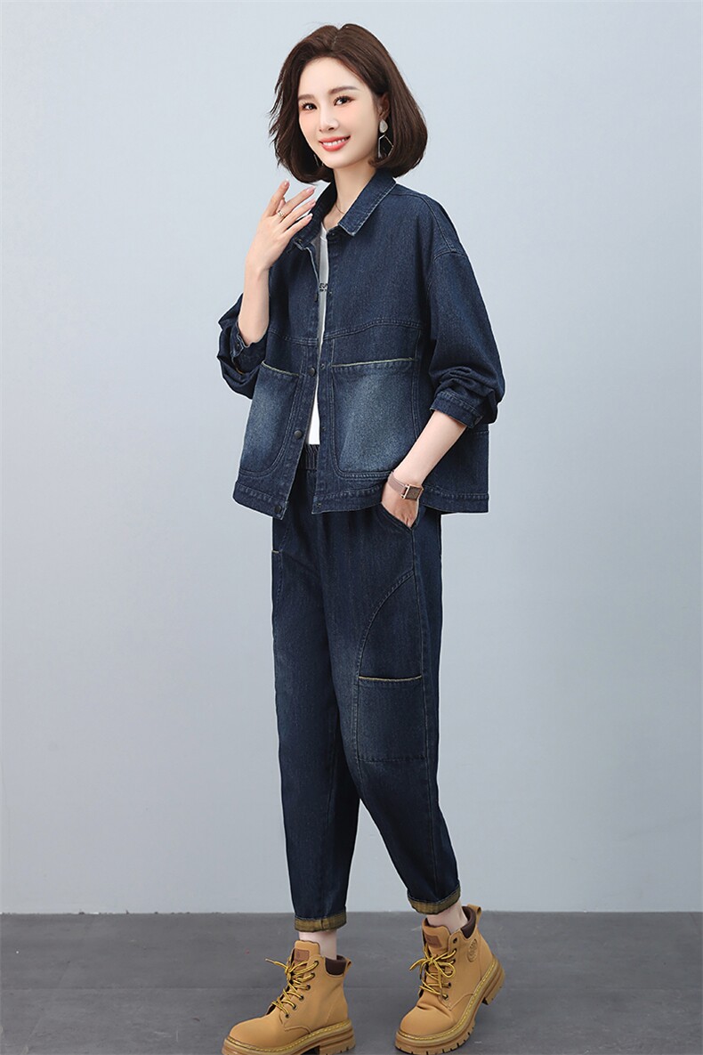 时尚牛仔套装女宽松显瘦休闲两件套6529-529,女装套装/套裙,叶笙衣