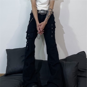 美式复古hiphop重工多口袋嘻哈街头高街喇叭牛仔裤K71526-P50网图图片