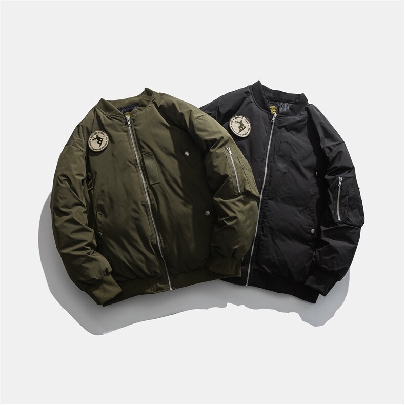 ZM070-P140 工装风美式贴标刺绣装饰飞行服棒球服棉衣男图片