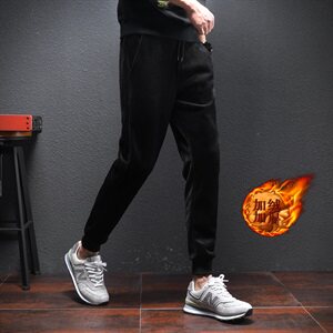 703-K06-P50 日系大码宽松男士金丝绒双面加绒织带休闲裤K17800图片