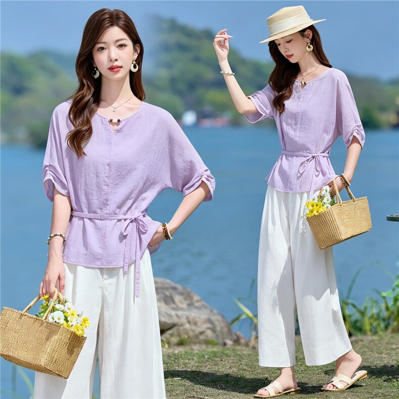 2026年夏季新款时尚休闲阔腿裤套装女，女装套装/套裙，依路服饰