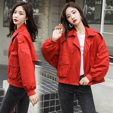 短款风衣外套女春秋新款韩版宽松小个子休闲百搭工装夹克上衣，女装风衣，微微衣阁