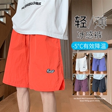 抖音品质刺绣多巴胺开叉速干短裤男D27*P28控48，男装休闲裤，星座227-2