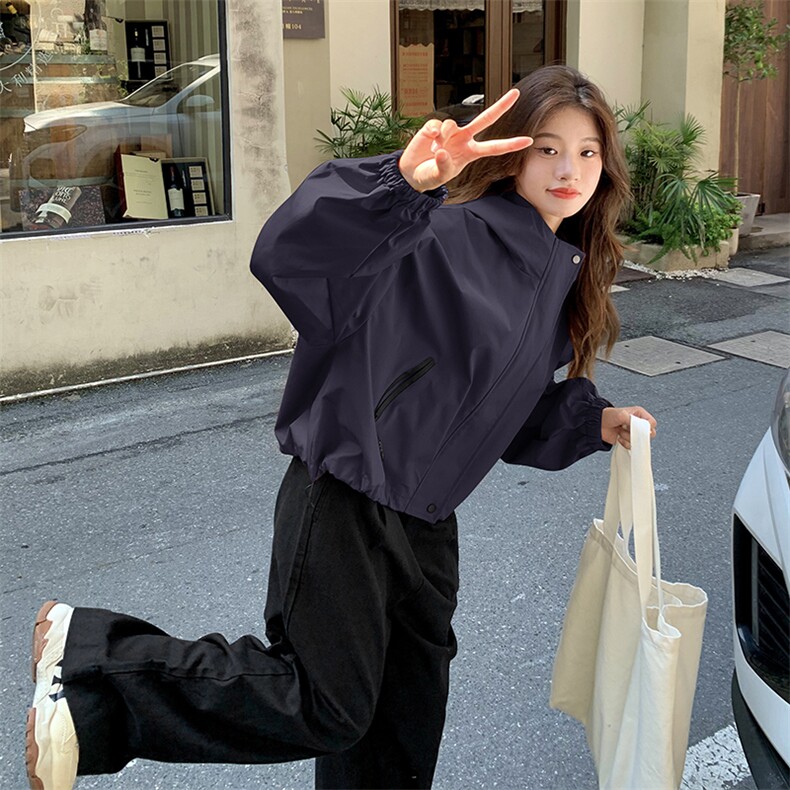 橘色冲锋衣工装外套女春秋2025新款韩系流行设计感爆款小个子爆款,女装短外套,2C262
