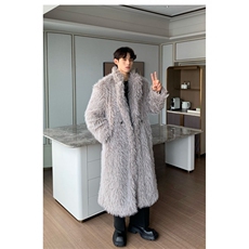 WT156-P180抗寒保暖特厚长款毛绒外套男大廓形狐狸毛大衣网图，男装棉衣，星座1501-3