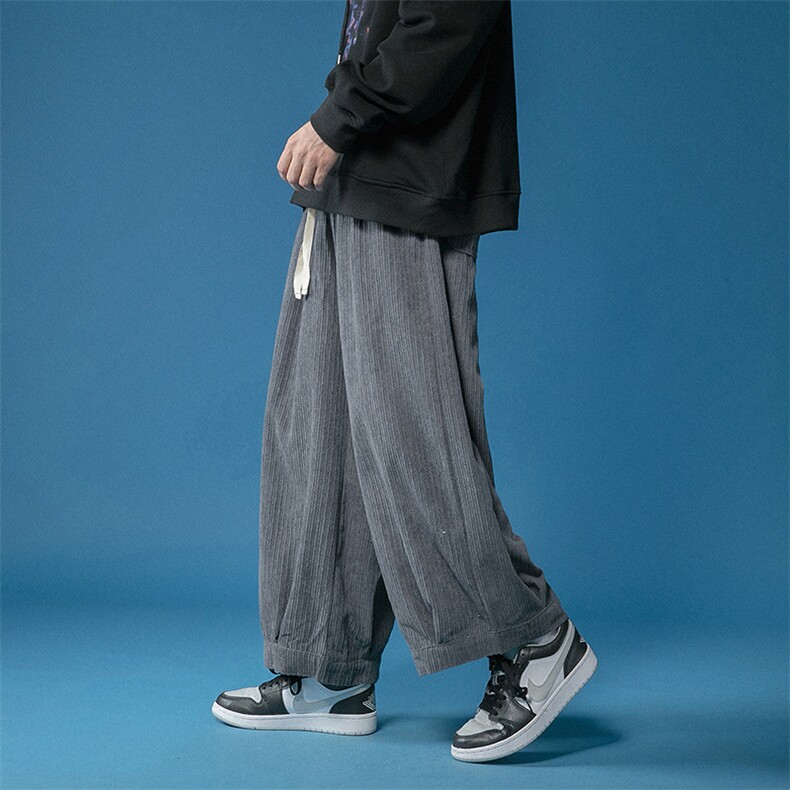 秋冬日系大码蓝底中性风直筒宽松阔腿长裤工装灯芯绒K152/P65，男装工装外套，电商A221A