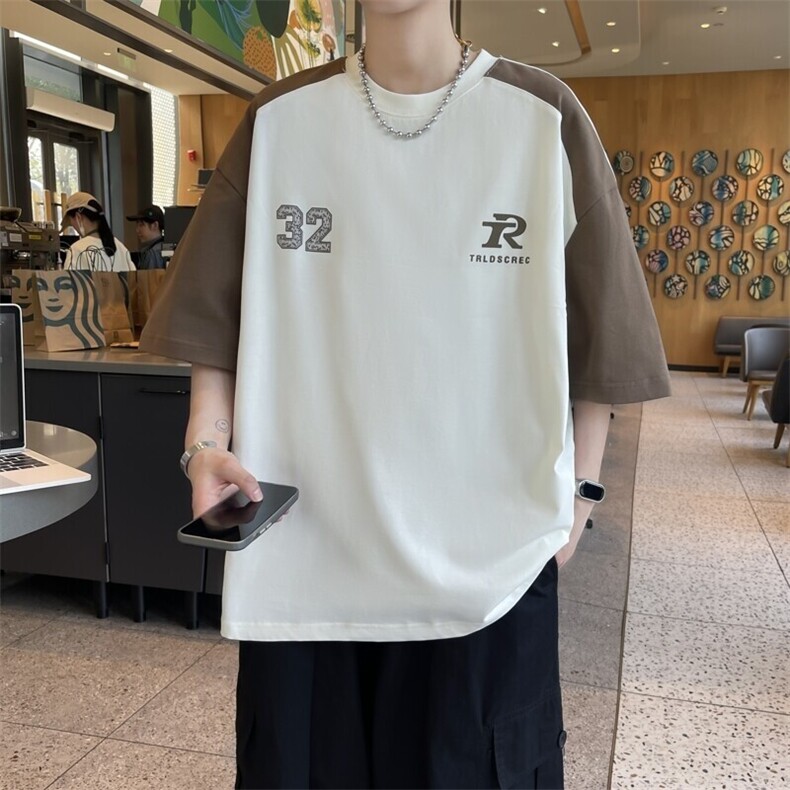 25160-特P40 夏季休闲时尚T恤男短袖打底衫青少年潮牌印花T恤图片