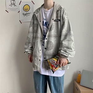 秋季腰果花两面穿夹克男士韩版复古潮牌工装外套宽松JK46/P60图片