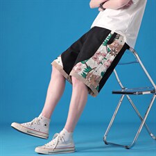 复古风刺绣工装短裤男潮牌街头宽松阔腿休闲百搭中裤K41-P60，男装休闲裤，星座816-2（原B366-1）