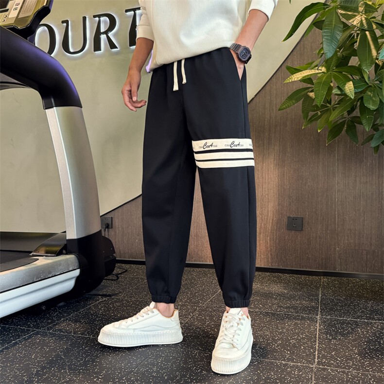 B340BK32P5878社会小伙风店主风织带卫裤男休闲裤，男装休闲裤，电商B340