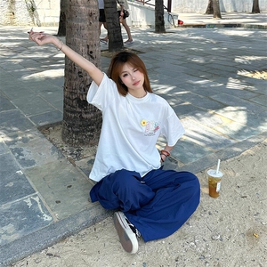 万针全刺绣工艺抖音得物高品质260克重磅纯棉双纱美式高街短袖T恤图片