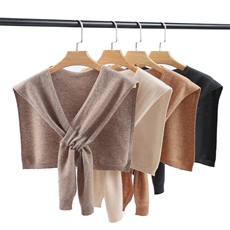 时尚百搭交叉系带披肩优雅显瘦保暖毛衣外套，披肩，狄美羊绒