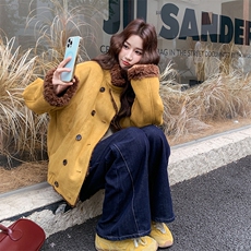 皮毛一体羊羔毛短外套2C317A-8537-P205-K288，女装短外套，2C317A
