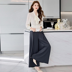 通勤女装高知穿搭高级感飘带上衣仿醋酸短款收腰衬衫女小个子小衫，女装套装/套裙，时尚俏佳人