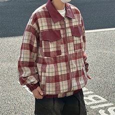 F622P75青少年潮长袖秋季碎花标准翻领初秋新款小香风格子，男装夹克，星座512-6