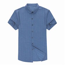条纹短袖衬衫男薄款翻领男装夏季新款中青年男士商务休闲免烫衬衣图片