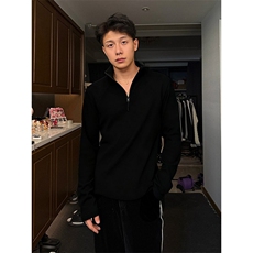 网图秋冬半拉链德绒半高领打底衫纯色保暖长袖T恤男士卫衣P25，男装T恤，电商C306-1