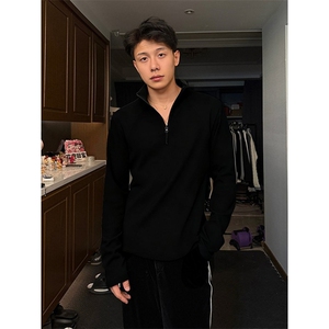 网图 秋冬半拉链德绒半高领打底衫纯色保暖长袖T恤男士卫衣 P25图片