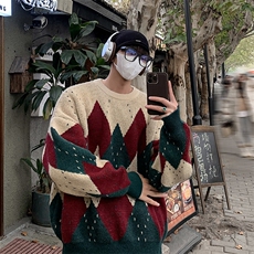 设计感毛衣男冬季美式慵懒情侣针织衫撞色圆领上衣潮MY05734-P52，男装针织衫/毛衣，星座308B-1