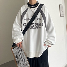 港风新款秋季时尚百搭美式宽松字母印花套头卫衣B6801P60控78，男装卫衣，电商A268A