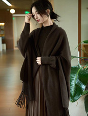 2025年秋季时尚百搭通勤简约休闲斗篷披肩，披肩，莺澜羊绒