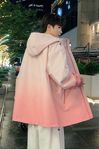 港风上衣渐变多拉链夹克宽松落肩拼色棒球服外套 JK830 P75图片