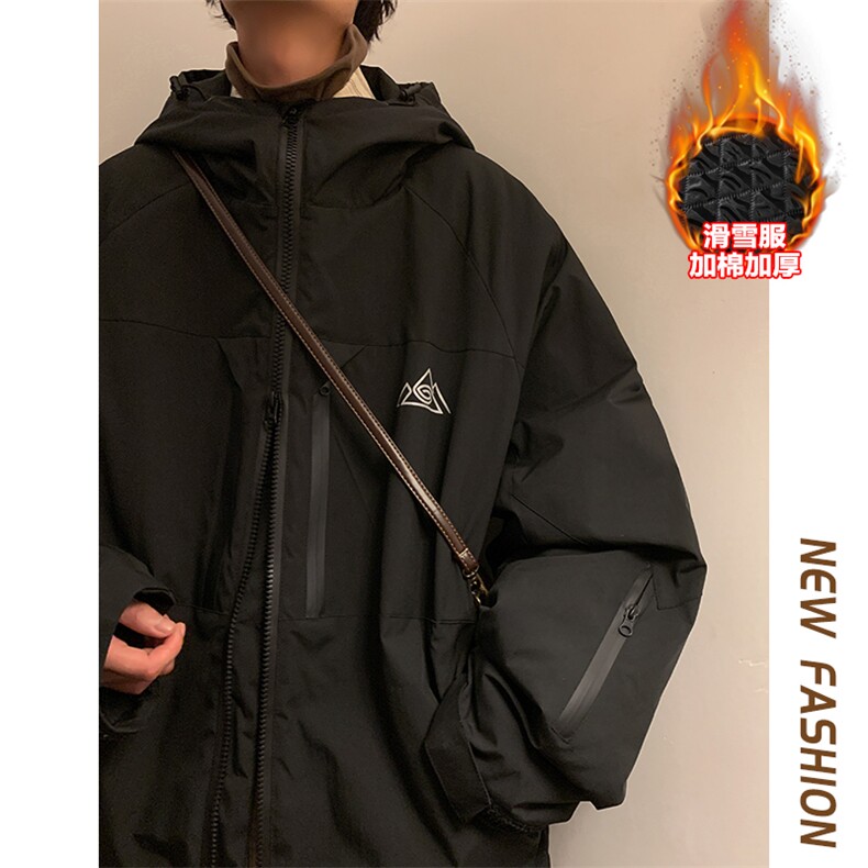 24冬潮牌时尚单板防风防水滑雪服男士加棉加厚保暖外套M77-P160,男装棉衣,电商A001-1